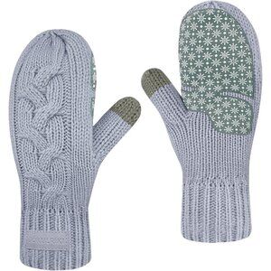 ⚡Women Lilac Touchscreen Sherpa Lined Cold Weather Chunky Cable Knit Mittens